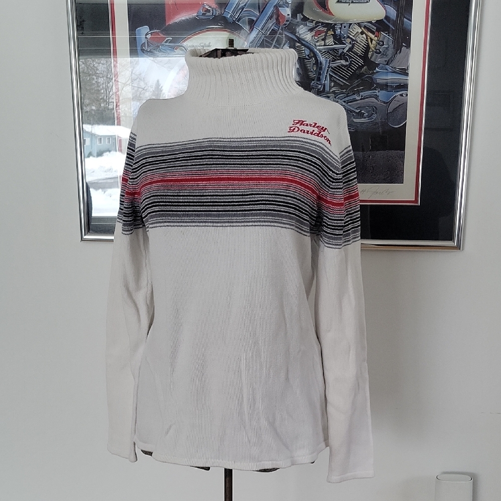 Harley-Davidson Turtleneck Sweater Large Cream